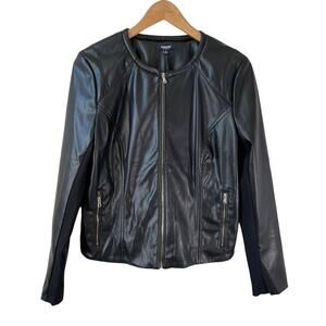 NWT PREMISE STUDIO Women's VEGAN Faux Leather Jacket Black Medium Biker Moto